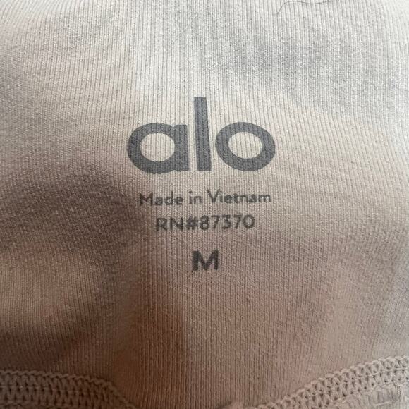 Alo Yoga Mesh Stirrup Leggings Size M Ice Gray Workout Gym Key Pocket Athleisure - Picture 7 of 12